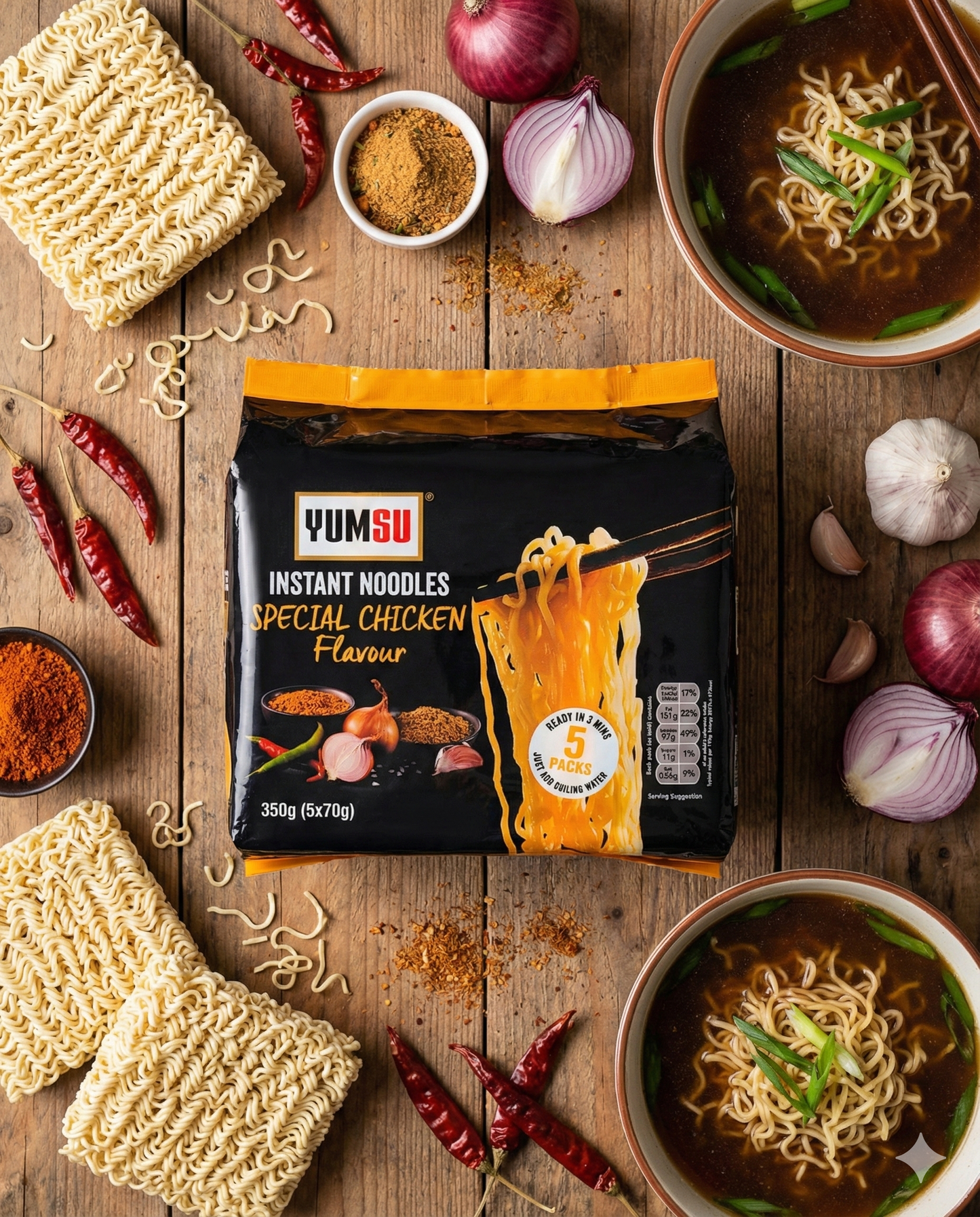 Yumsu Instant Noodles Special Chicken Flavour 350g (5x70g)