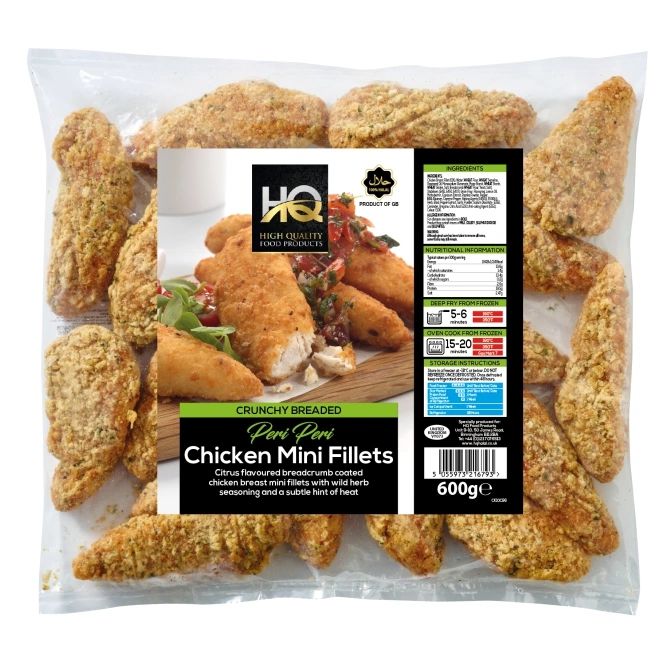 Hq Crunchy Breaded Peri Peri Chicken Mini Fillets 600g