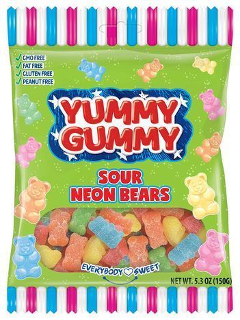 Yummy Gummy Sour Neon Bears 150g