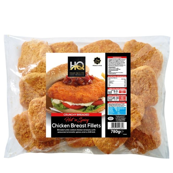 Crunchy Breaded Hot n Spicy Chicken Breast Fillets 880g