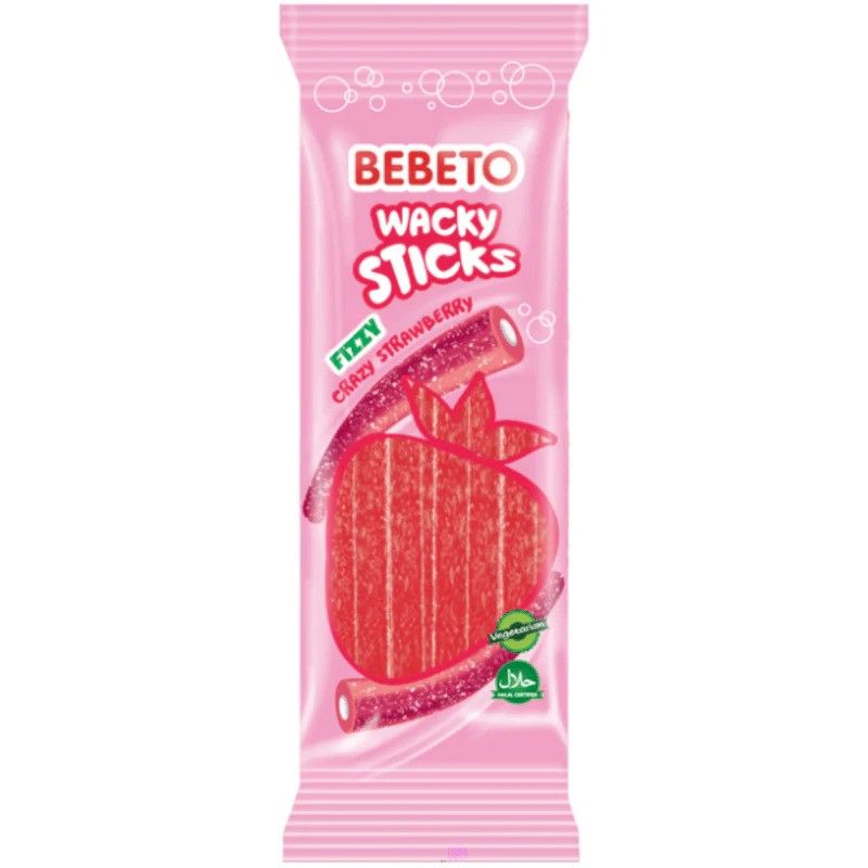 Bebeto Wacky Sticks Fizzy Crazy Strawberry 160g