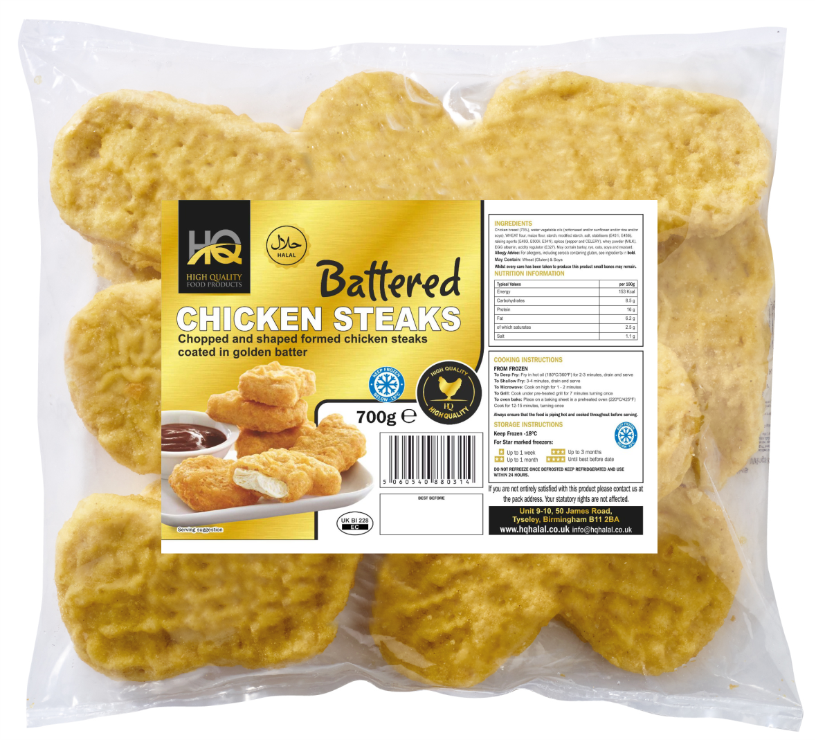 HQ Battered Chicken Steaks 600g