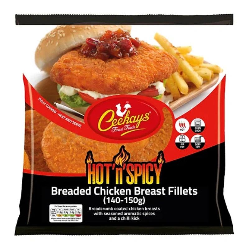 Ceekays Hot N Spicy Breaded Chicken Breast Fillets 140-150g. 1020gm