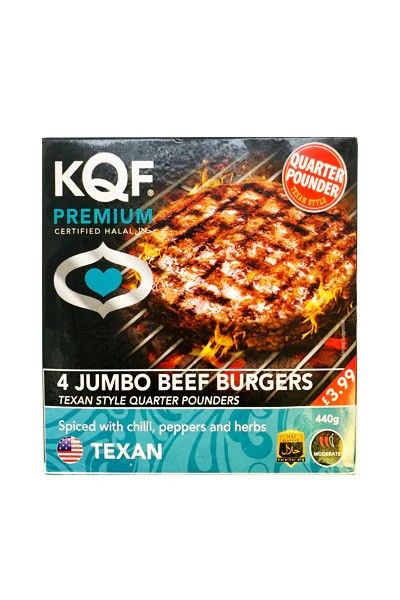 KQF Premium 4 Jumbo Beef Burgers 440g
