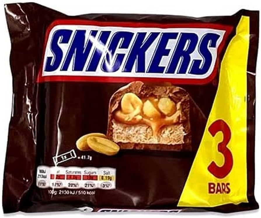 Snickers Chocolate Bar Multipack 125g (3 pcs)