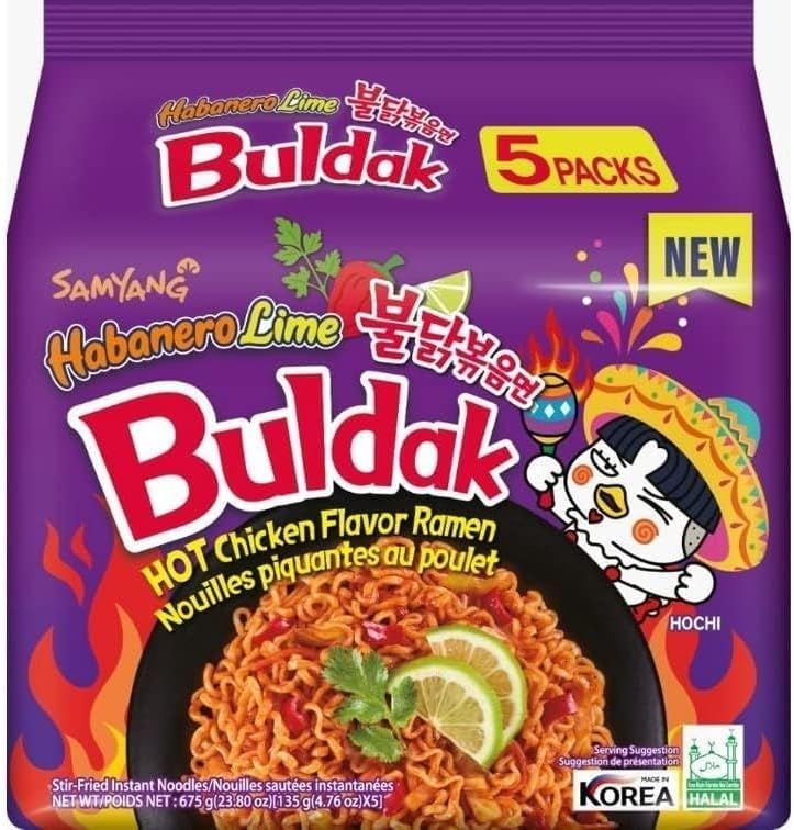 Samyang Buldak Habanero Lime Hot Chicken Ramen 675g (5 x 135g)