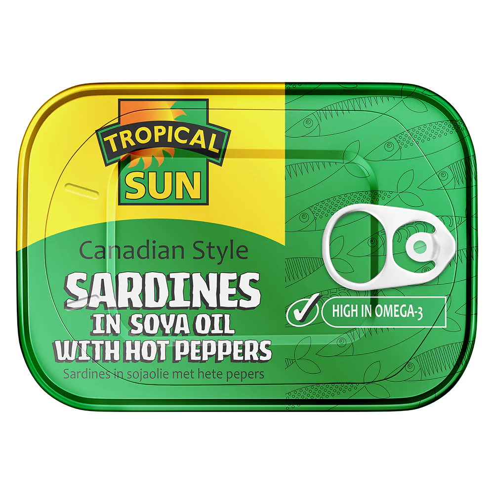 Tropical Sun Canadian Style Sardines In Soya Oil With Hot Peppers 160g