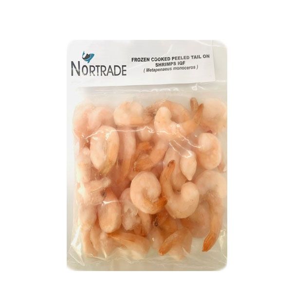 Nortrade Frozen Cooked Peeled Tail On Shrimps IQF 400g