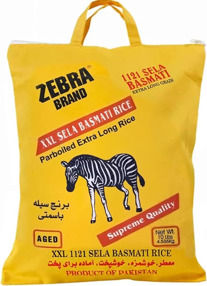 Zebra Brand XXL Sela Basmati Rice Parboiled Extra Long Grain 5kg
