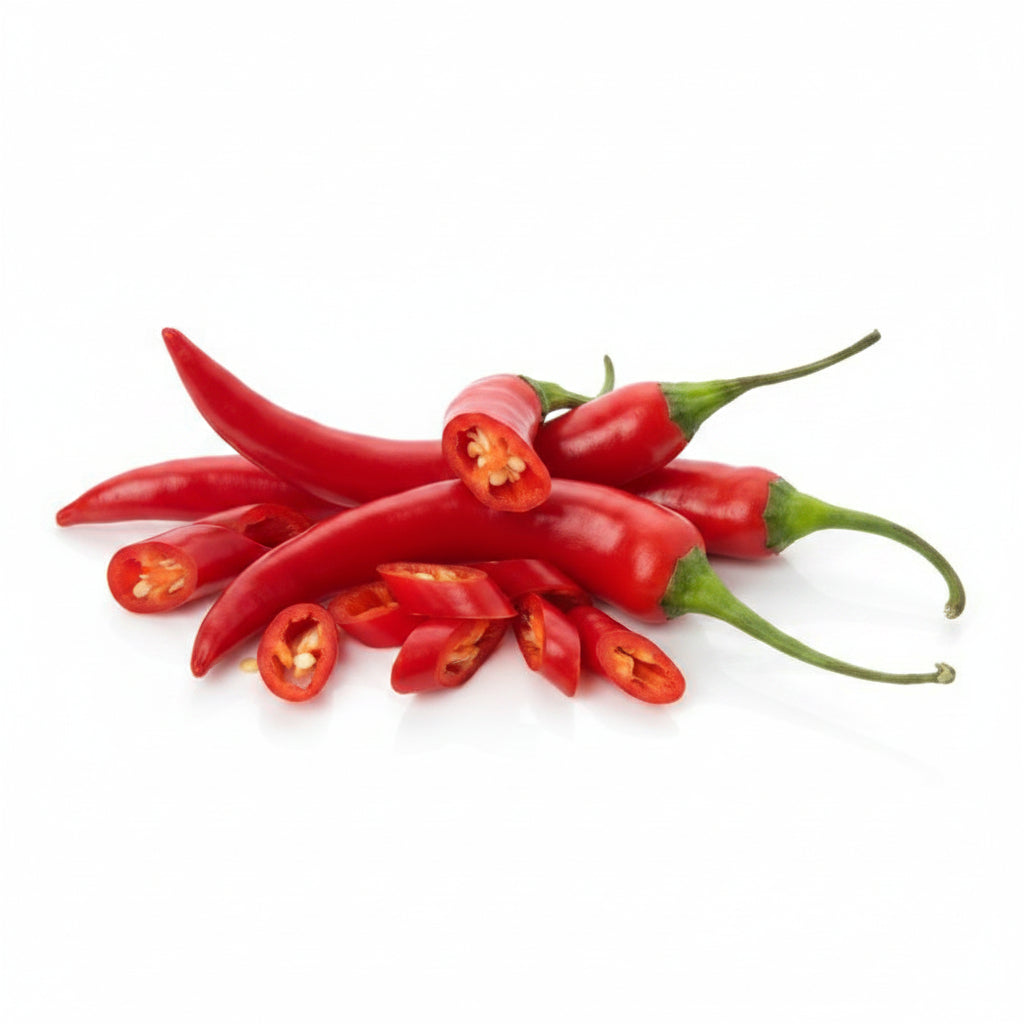 Red chili peppers on a white background