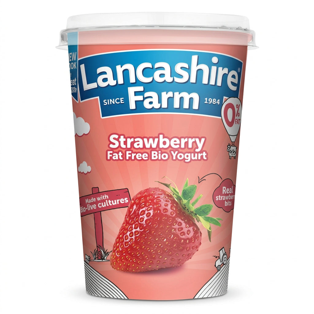 Lancashire Farm Strawberry Fat Free Bio Yougurt 450g