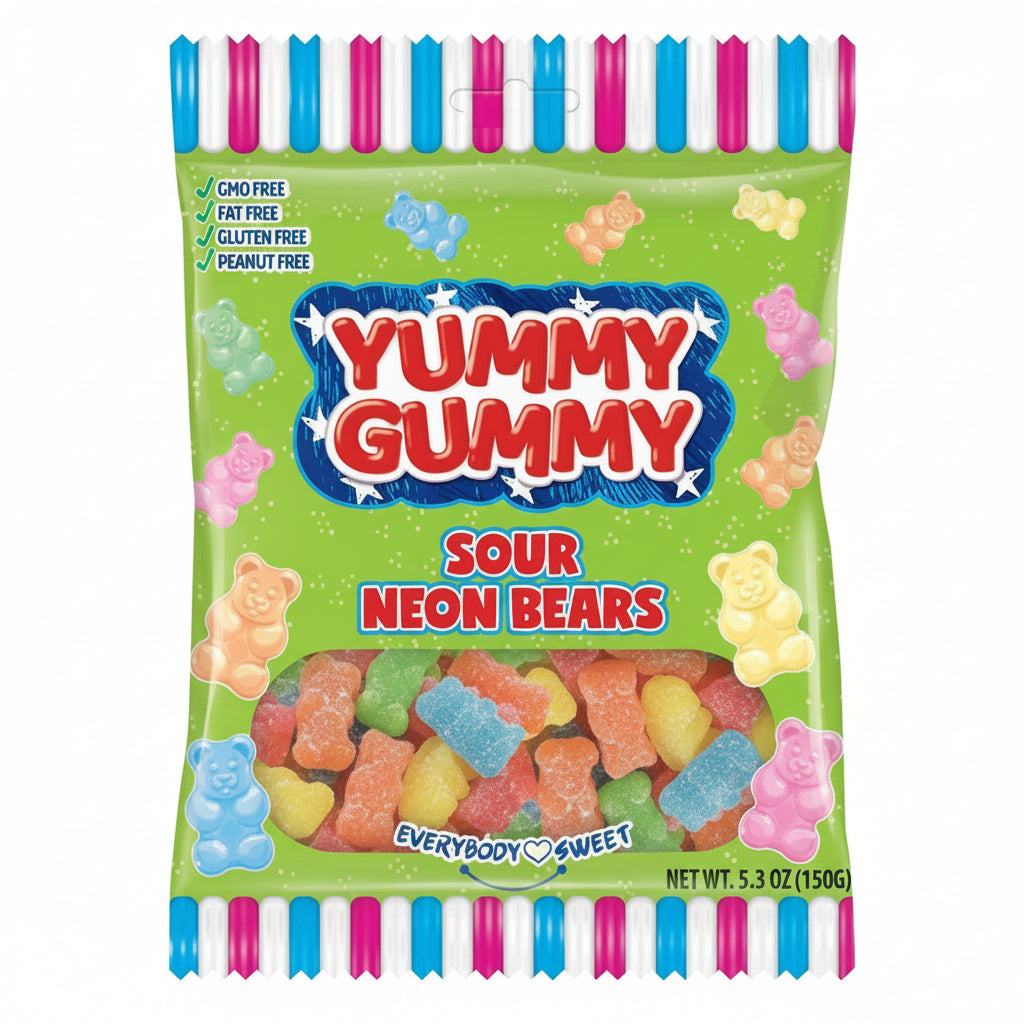 Yummy Gummy Sour Neon Bears 150g