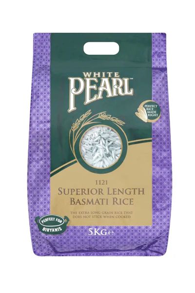 White Pearl 1121 Extra Long Basmati Rice 5kg