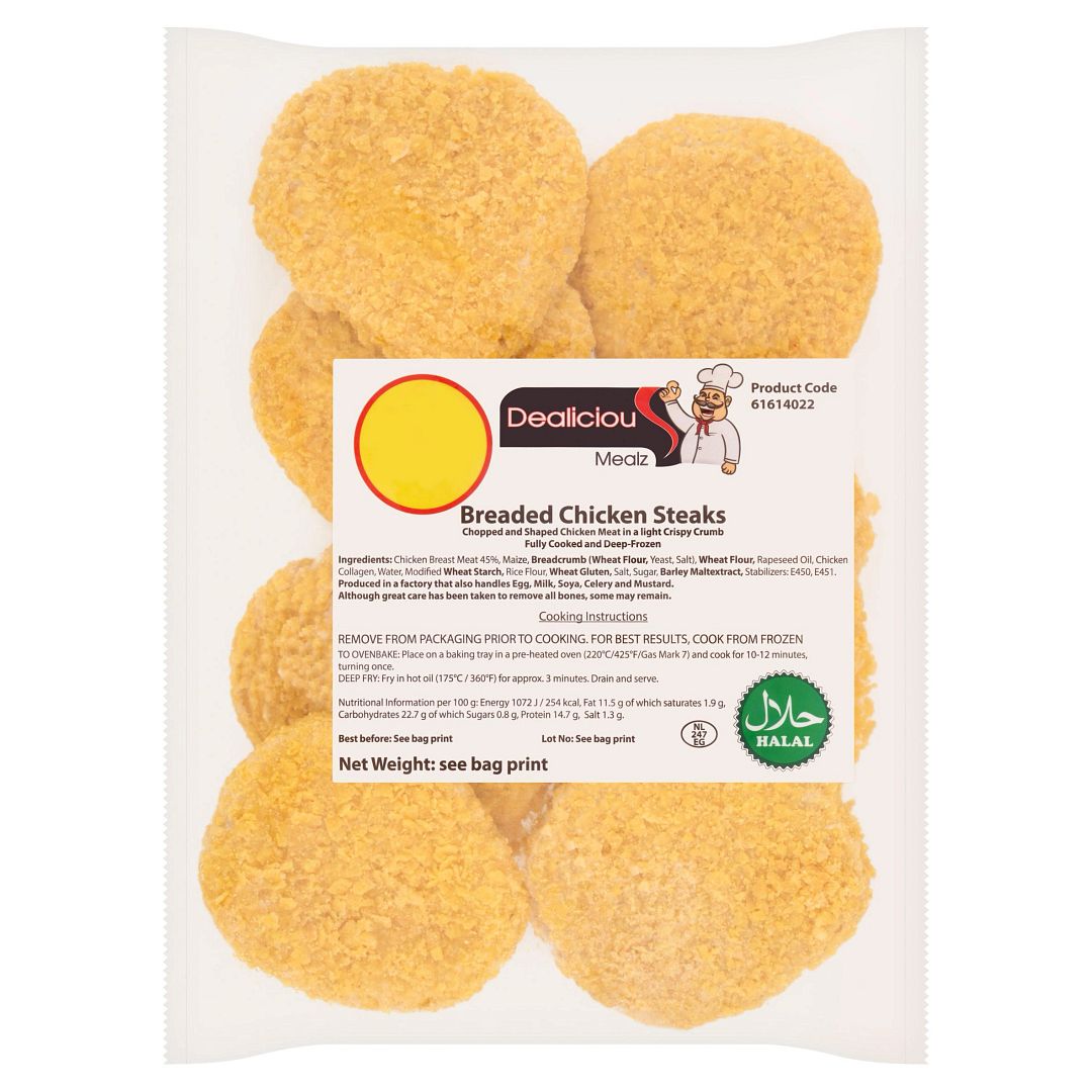 Dealiciou Breaded Chicken Steaks 680g
