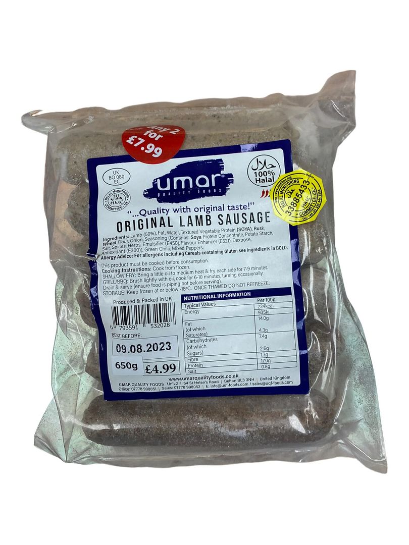 Umar Original Lamb Sausage 650g
