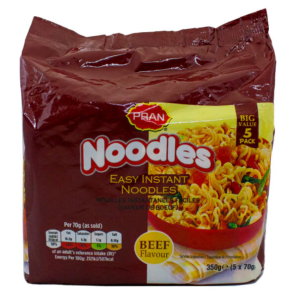 Pran Easy Instant Noodles Beef Flavour 350g (5x70g)