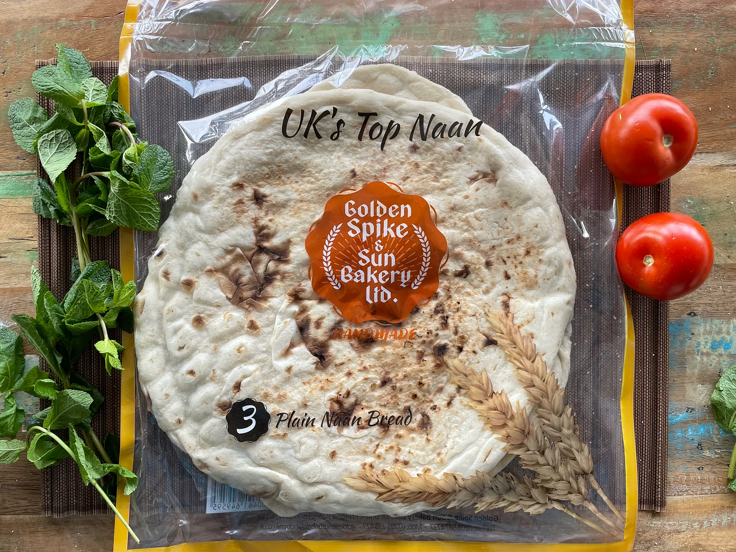 Golden Spike & Sun Bakery Plain Naan Bread Handmade (3 pcs)