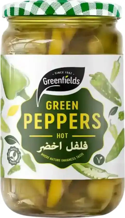 Greenfields Green Peppers Hot 720g