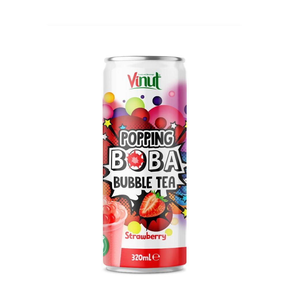 Vinut Popping Boba Bubble Tea Strawberry 320ml