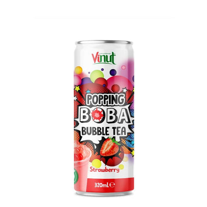 Vinut Popping Boba Bubble Tea Strawberry 320ml