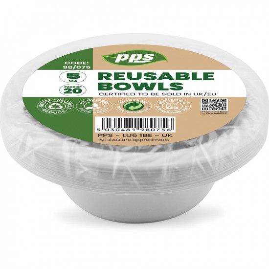 PPS 5oz White Plastic Bowls (20 pcs)
