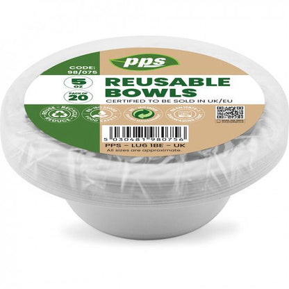 PPS 5oz White Plastic Bowls (20 pcs)