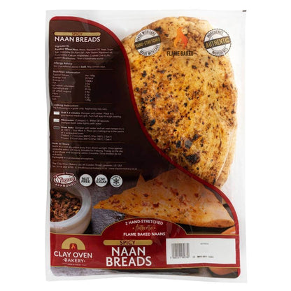 Clay Oven Bakery Spicy Naan Breads Flame Baked (2 pcs)