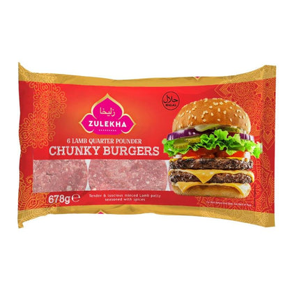 Zulekha 6 Lamb Quarter Pounder Chunky Burgers 678g