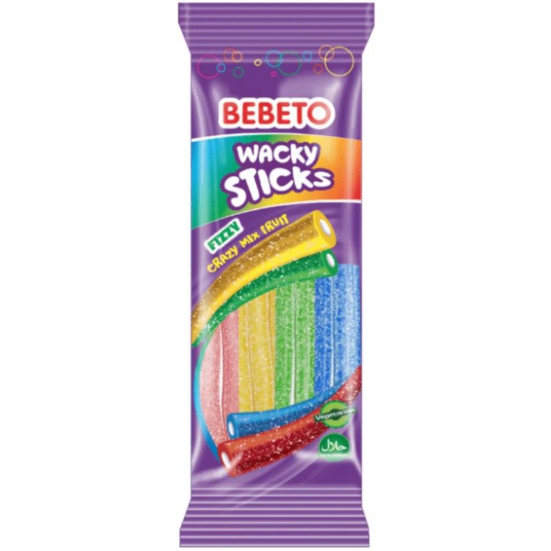 Bebeto Wacky Sticks Fizzy Crazy Mix Fruit 160g