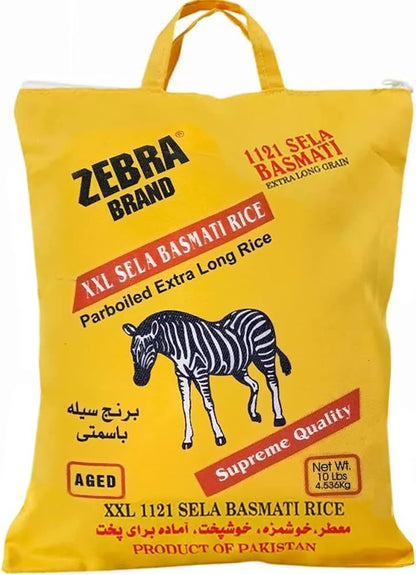 Zebra Brand XXL Sela Basmati Rice Parboiled Extra Long Grain 5kg