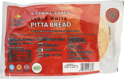 Leicester Bakery Large White Pitta Bread Flame Baked (6 pcs)