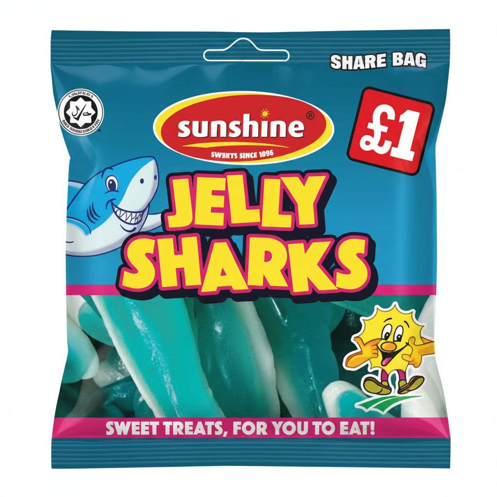 Sunshine Jelly Sharks Share Bag 120g
