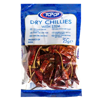 Top Op Chillies Whole With Stem 25g