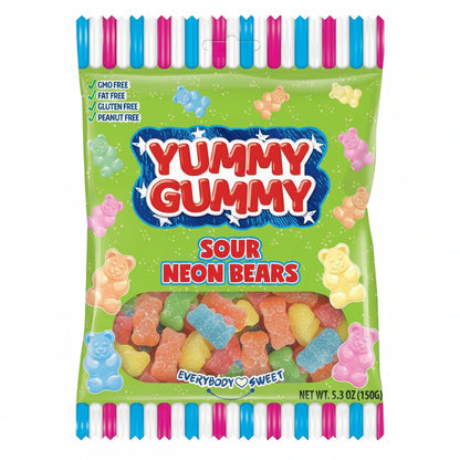 Yummy Gummy Sour Neon Bears 150g