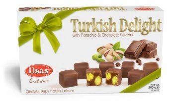 Usas Turkish Delight With Pistachio & Chocolate Covered 300g