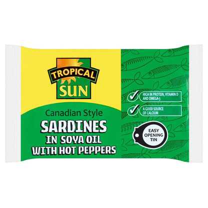 Tropical Sun Canadian Style Sardines In Soya Oil With Hot Peppers 106g