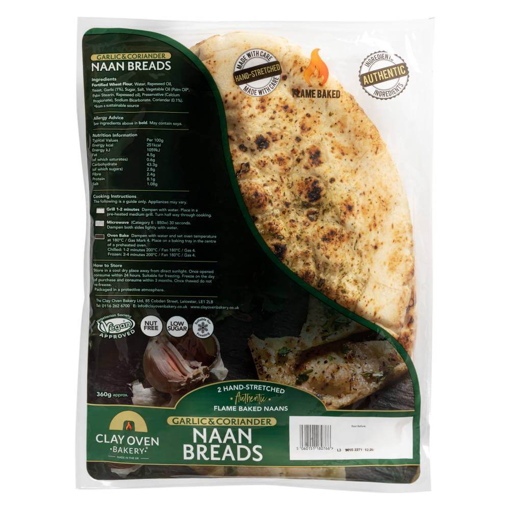 Clay Oven Garlic & Coriander Naan Bread (2 Pcs